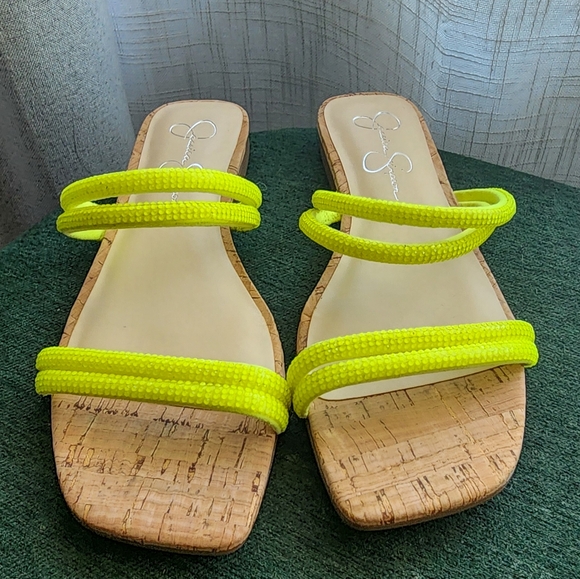 Jessica Simpson Shoes - Jessica Simpson Neon Yellow Cork Slide Sandals Sz 8 NWOT